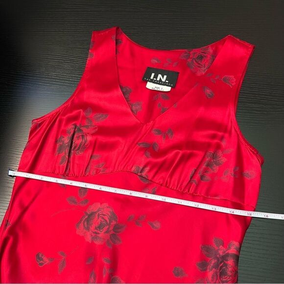 ✨ I. N. San Francisco Red Floral Satin Mini Dress 7 - Picture 10 of 10